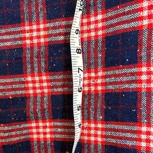 Vintage 32‎ x 50 Red and Blue Plaid Fabric. One side fuzzy soft. 300